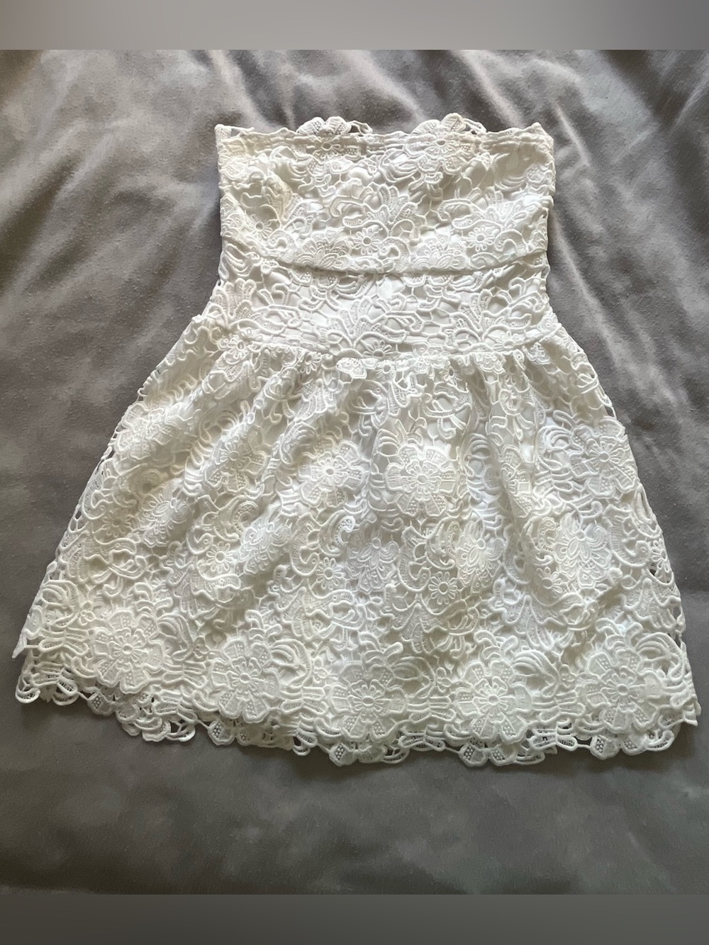 Altar’D State White Strapless Lace Mini Dress Size XS with Side Zip